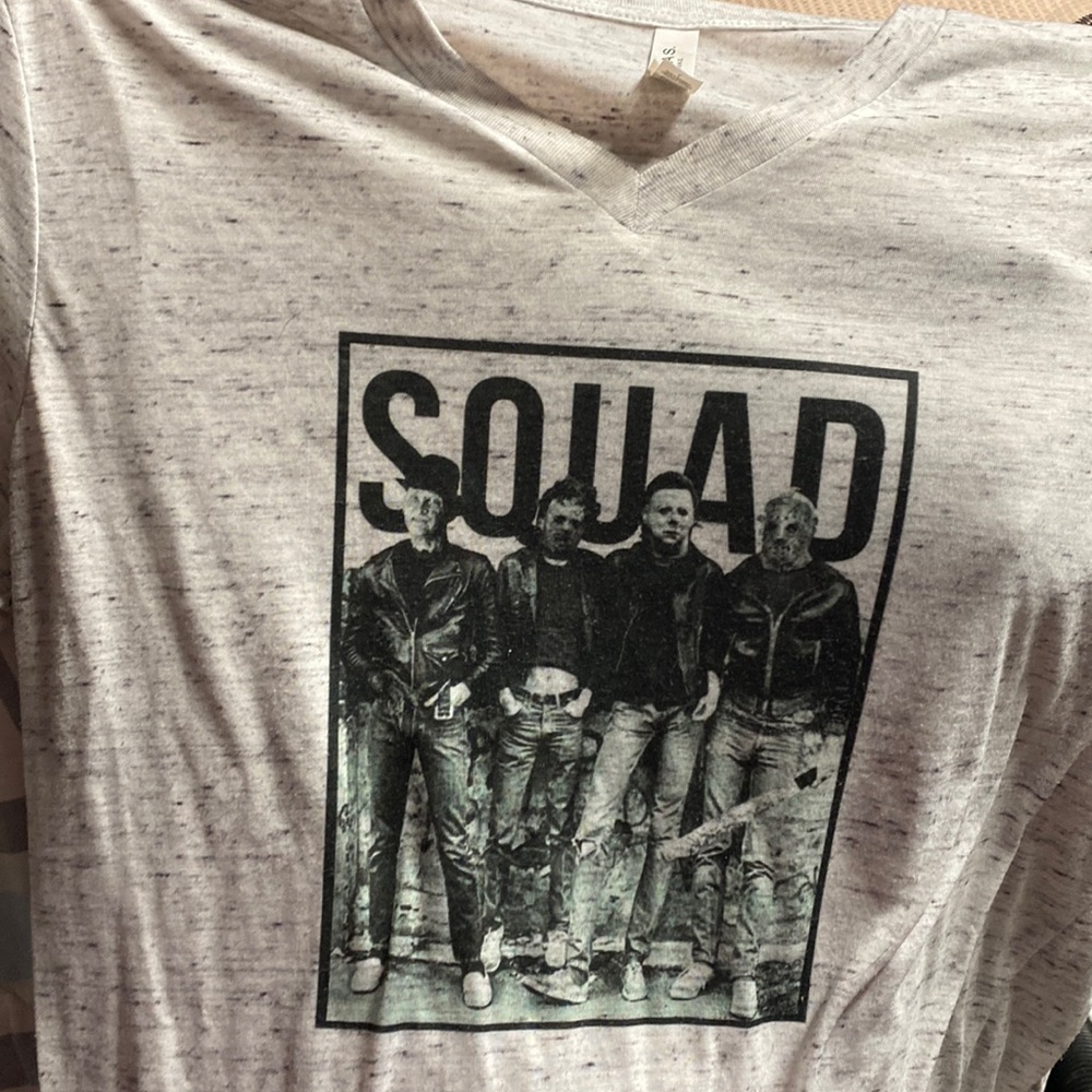 Halloween T-shirt. Squad. Grey, lightweight T. Size Lg.